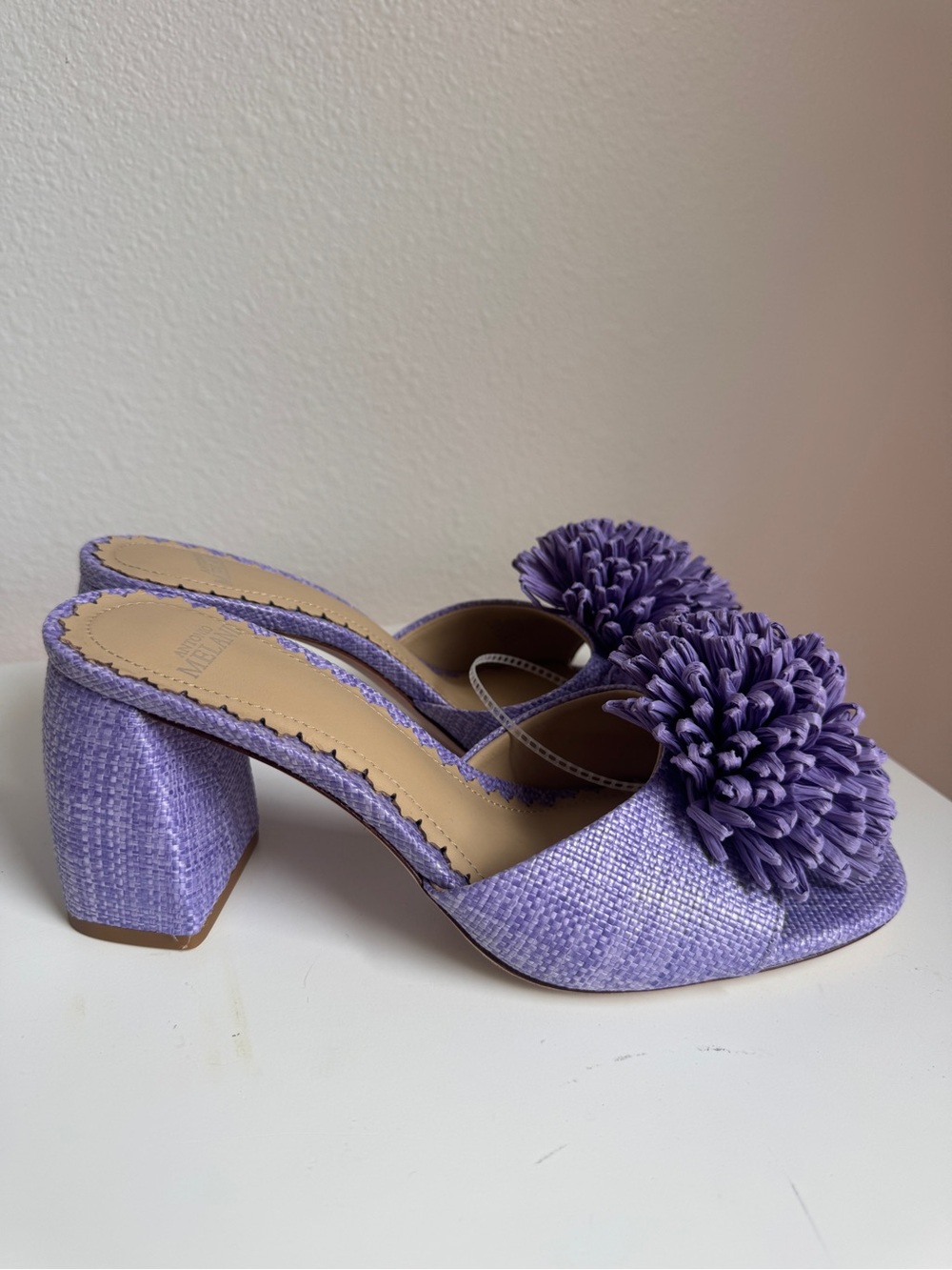 NWT Antonio Melani Glora Purple Raffia Flower Dress Sandals Sz 8,5 - Picture 4 of 10